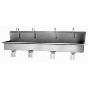 4 Person Wall Mount Sink with Double Knee Valve 